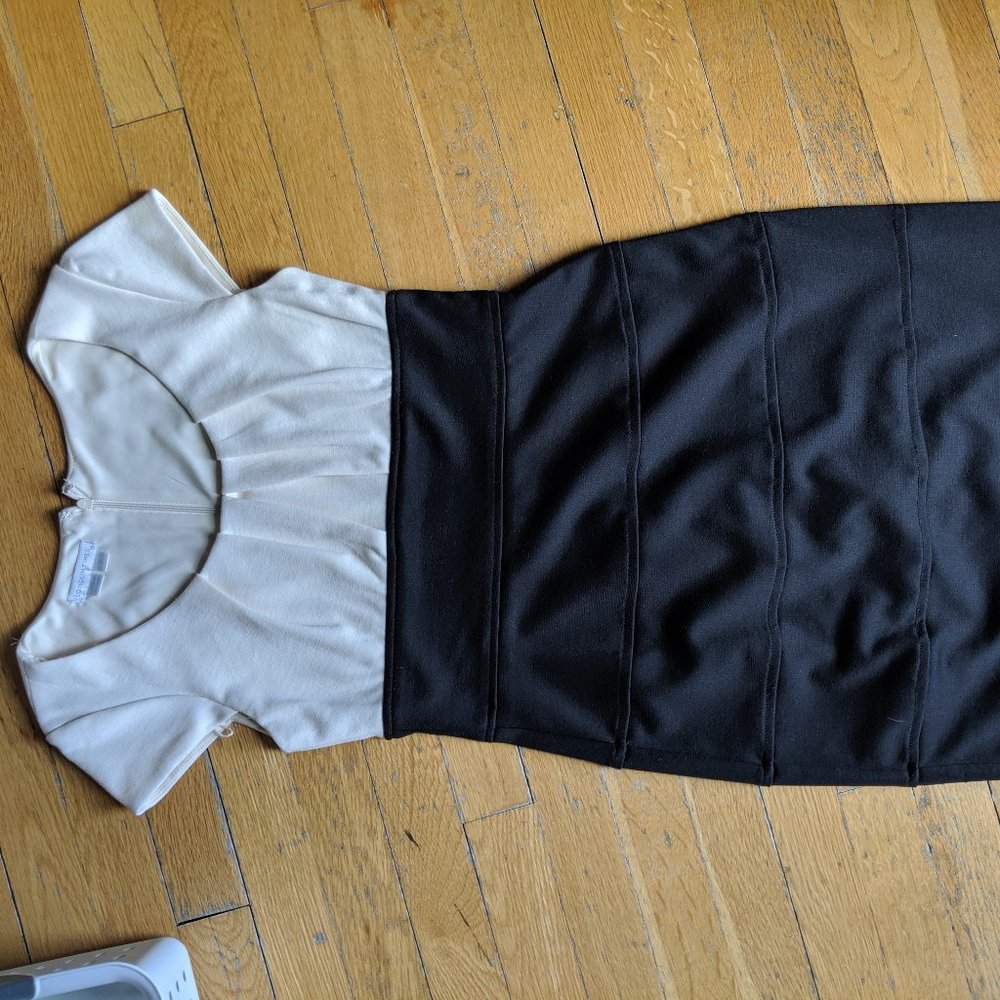 London Times Black and White Dress